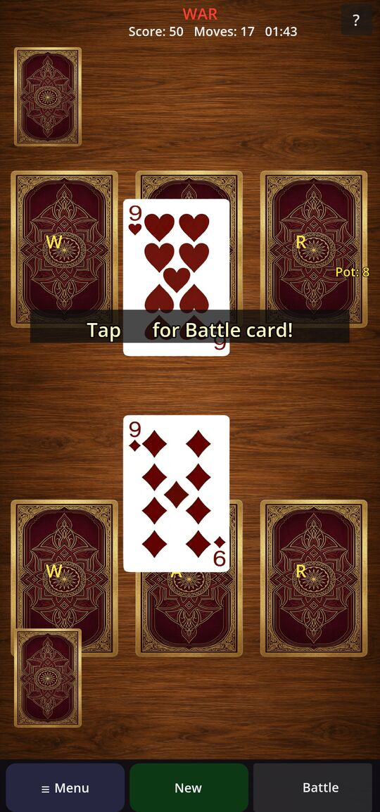 Card Vault gameplay: War