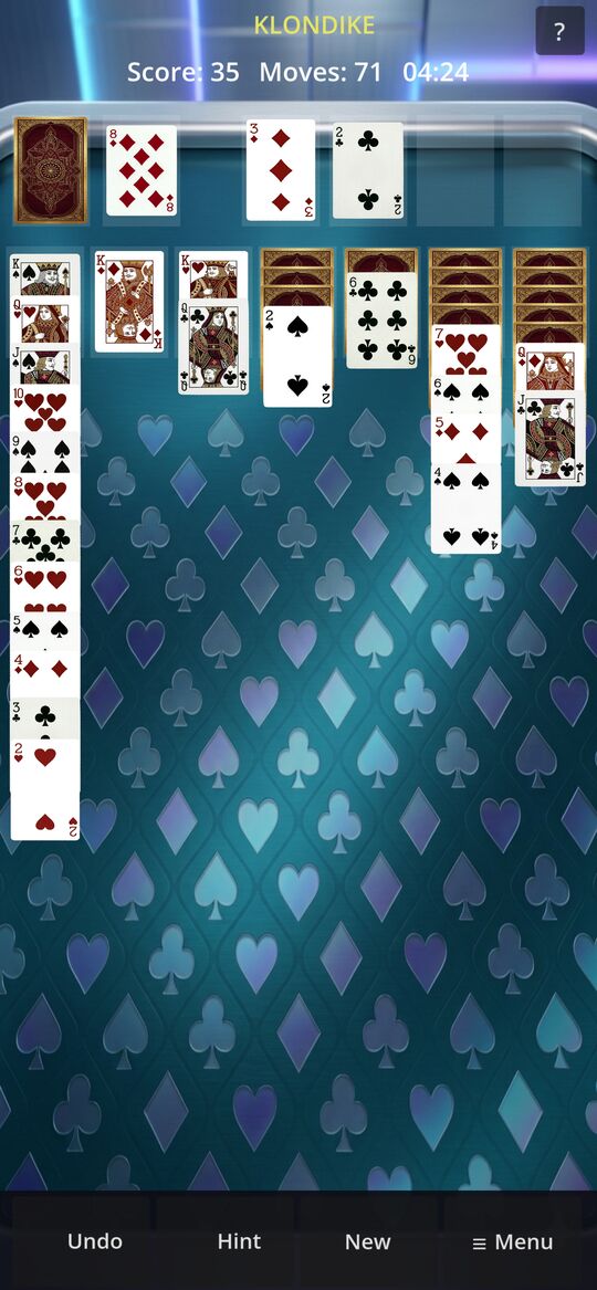 Card Vault gameplay: Klondike solitaire